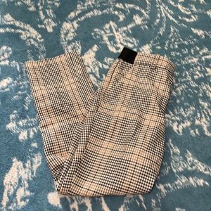 H&M houndstooth ankle crop slim elastic waist stretch trousers 4p